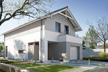  Projekt domu Współczesny 1 (WAW1058) - projekt domu parterowego z poddaszem - Zdjęcie 1