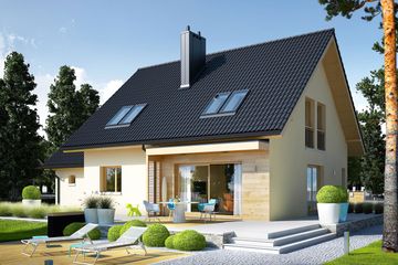  Projekt domu E5 G1 (wersja C) economic (WRC2635) - projekt domu parterowego z poddaszem - Zdjęcie 1