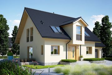  Projekt domu E5 G1 (wersja C) economic (WRC2635) - projekt domu parterowego z poddaszem - Zdjęcie 2