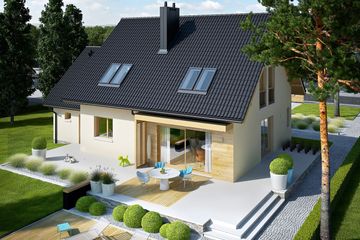  Projekt domu E5 G1 (wersja C) economic (WRC2635) - projekt domu parterowego z poddaszem - Zdjęcie 3