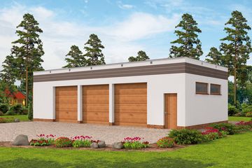  Projekt garażu G270 szkielet drewniany (SLN2401) - projekt garażu parterowego - Zdjęcie 1