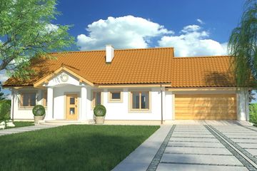  Projekt domu Kinga wersja C podwójny garaż (WRD2474) - projekt domu parterowego z poddaszem - Zdjęcie 1