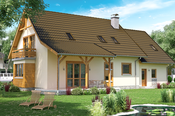  Projekt domu BW-44 wariant 1 (JGC1126) - projekt domu parterowego z poddaszem - Zdjęcie 3