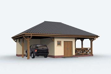  Projekt wiaty garażowej G140 (SLN1237) - projekt wiaty parterowego - Zdjęcie 3