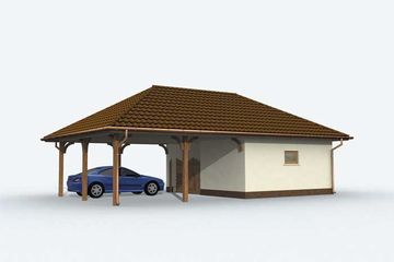  Projekt wiaty garażowej G155 wiata dwustanowiskowa z pomieszczeniem gospodarczym (SLN1250) - projekt wiaty parterowego - Zdjęcie 3