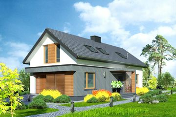  Projekt domu Domidea 50 (WAC1007) - projekt domu parterowego z poddaszem - Zdjęcie 1