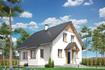  Projekt domu Domek Klonowy z wykuszem (030ET+Wk) (SLF1070) - projekt domu parterowego z poddaszem - Zdjęcie 1