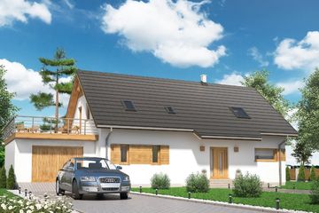  Projekt domu Domek W Bukowie (028 ES+GT) (SLF1072) - projekt domu parterowego z poddaszem - Zdjęcie 1