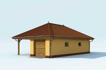  Projekt garażu G167 garaż z wiatą i pomieszczeniem gospodarczym (SLN1390) - projekt garażu parterowego - Zdjęcie 4