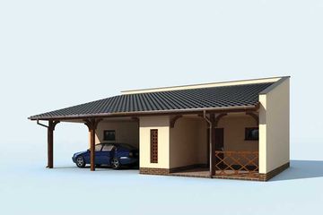  Projekt garażu G169 garaż z wiatą i pomieszczeniem gospodarczym (SLN1392) - projekt garażu parterowego - Zdjęcie 4