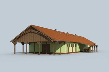  Projekt stajni S23A Stajnia dla koni - 9 boksów (SLN1396) - projekt stajni parterowego z poddaszem - Zdjęcie 3