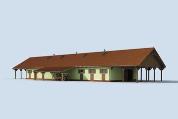  Projekt stajni S23A Stajnia dla koni - 9 boksów (SLN1396) - projekt stajni parterowego z poddaszem - Zdjęcie 4