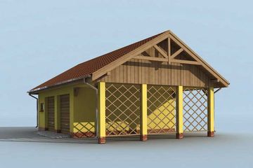  Projekt garażu G178 garaż dwustanowiskowy z wiatą garażową (SLN1416) - projekt garażu parterowego - Zdjęcie 3
