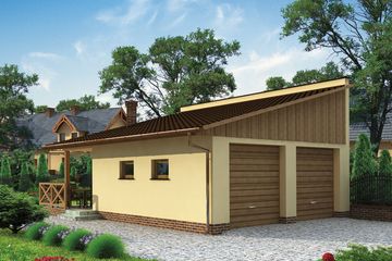  Projekt grilla / wędzarni G190 garaż dwustanowiskowy z werandą (SLN1427) - projekt grilla parterowego - Zdjęcie 3