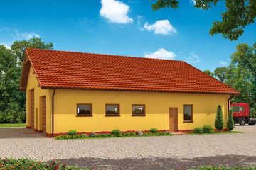  Projekt garażu G231 garaż trzystanowiskowy z pomieszczeniami gospodarczymi (SLN1304) - projekt garażu parterowego - Zdjęcie 3