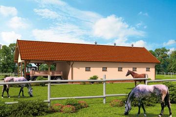  Projekt stajni S42 Stajnia dla koni - 4 boksy (SLN1741) - projekt stajni parterowego - Zdjęcie 3