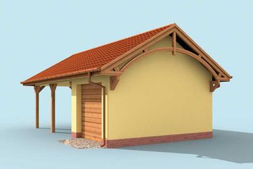  Projekt garażu G244 garaż jednostanowiskowy z wiatą dwustanowiskową (SLN1478) - projekt garażu parterowego - Zdjęcie 4