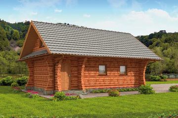  Projekt garażu G4 z bali drewnianych, garaż jednostanowiskowy z poddaszem (SLN1707) - projekt garażu parterowego - Zdjęcie 3