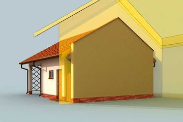  Projekt garażu GP10 garaż dostawiany jednostanowiskowy z pomieszczeniem gospodarczym i wiatą (SLN1498) - projekt garażu parterowego - Zdjęcie 4