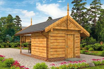  Projekt budynku gospodarczego G52 budynek gospodarczy z bali drewnianych bez bramy (SLN1715) - projekt budynku parterowego - Zdjęcie 3