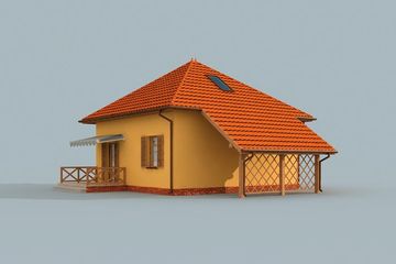 Projekt domu letniskowego Calgary dom letniskowy z poddaszem - parterowy dom o powierzchni 74,55 m², dach namiotowy - ujęcie 4