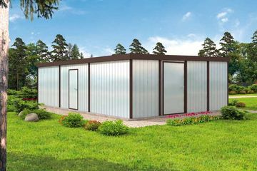  Projekt garażu GB7 projekt garażu blaszanego dwustanowiskowego z pomieszczeniem gosp. (SLN1717) - projekt garażu parterowego - Zdjęcie 3