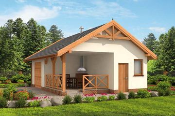  Projekt garażu G264a garaż jednostanowiskowy z pomieszczeniem gospodarczym i werandą (SLN1548) - projekt garażu parterowego - Zdjęcie 3