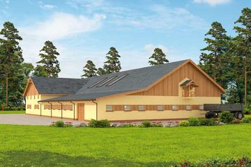  Projekt stajni S44 stajnie na 13 boksów z ujeżdżalnią (SLN1552) - projekt stajni parterowego z poddaszem - Zdjęcie 3