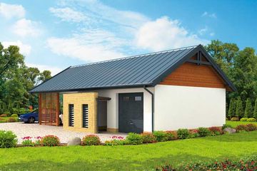  Projekt garażu G282 garaż z wiatą i pomieszczeniami gospodarczymi (SLN1560) - projekt garażu parterowego - Zdjęcie 3