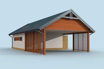  Projekt garażu G282 garaż z wiatą i pomieszczeniami gospodarczymi (SLN1560) - projekt garażu parterowego - Zdjęcie 4