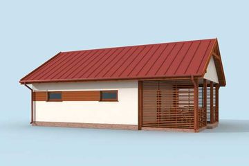 Projekt garażu G283 garaż jednostanowiskowy z pomieszczeniem gospodarczym - parterowy dom o powierzchni 66,94 m², dach dwuspadowy - ujęcie 4