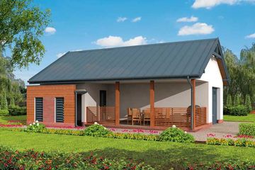  Projekt garażu G285 garaż jednostanowiskowy z pomieszczeniem gospodarczym i werandą (SLN1563) - projekt garażu parterowego - Zdjęcie 3