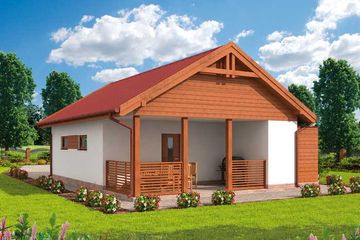 Projekt garażu G286 garaż dwustanowiskowy z werandą - parterowy dom o powierzchni 65,21 m², dach dwuspadowy - ujęcie 3