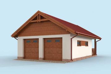 Projekt garażu G286 garaż dwustanowiskowy z werandą - parterowy dom o powierzchni 65,21 m², dach dwuspadowy - ujęcie 4