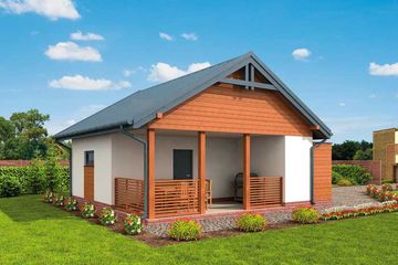  Projekt garażu G288 garaż jednostanowiskowy z wiatą rekreacyjną (SLN1567) - projekt garażu parterowego - Zdjęcie 3