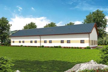 Projekt garażu G307 garaż czterostanowiskowy z pomieszczeniami gospodarczymi - parterowy dom o powierzchni 418,80 m², dach dwuspadowy - ujęcie 3