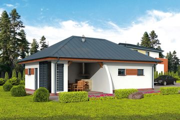  Projekt garażu G320 garaż dwustanowiskowy z pomieszczeniem gospodarczym i altaną (SLN1608) - projekt garażu parterowego - Zdjęcie 3