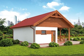  Projekt garażu G314 garaż dwustanowiskowy z pomieszczeniem gospodarczym i werandą (SLN1609) - projekt garażu parterowego - Zdjęcie 3