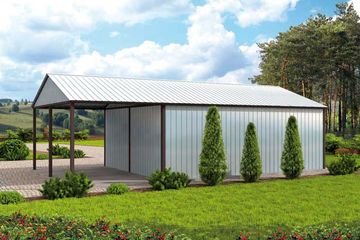  Projekt garażu GB28 projekt garażu blaszanego z wiatą (SLN1748) - projekt garażu parterowego - Zdjęcie 3