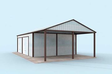  Projekt garażu GB28 projekt garażu blaszanego z wiatą (SLN1748) - projekt garażu parterowego - Zdjęcie 4