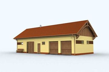 Projekt budynku gospodarczego BGS6 Budynek gospodarczy - parterowy dom o powierzchni 96,69 m², dach dwuspadowy - ujęcie 4