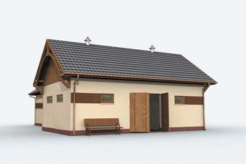 Projekt budynku gospodarczego BGS13 Budynek gospodarczy - parterowy dom o powierzchni 121,97 m², dach czterospadowy - ujęcie 3