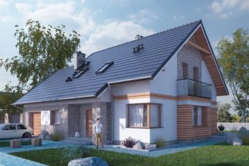  Projekt domu Asymmetricus I G1 (SLS1010) - projekt domu parterowego z poddaszem - Zdjęcie 1