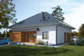  Projekt domu Firmus I PG1 (SLS1018) - projekt domu parterowego z poddaszem - Zdjęcie 1