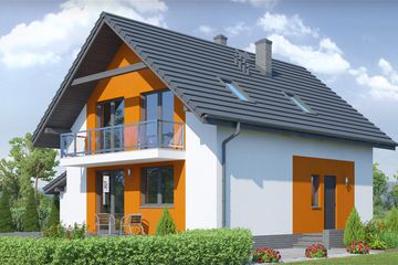 Projekt domu Grochowo Nowe 3g - parterowy z poddaszem dom o powierzchni 104,18 m², dach dwuspadowy - ujęcie 2