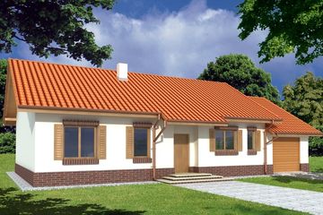  Projekt domu NINA 2 PLUS wersja D poj.garaż i kotł. z podwyższonym dachem, strop Teriva, paliwo stałe (WRD2519) - projekt domu parterowego - Zdjęcie 1