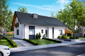  Projekt domu Nicea 2 szkielet drewniany (SLN2406) - projekt domu parterowego z poddaszem - Zdjęcie 1