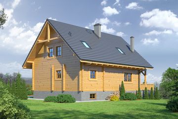 Projekt domu Milicz 61 dw - parterowy z poddaszem dom o powierzchni 145,77 m², dach dwuspadowy - ujęcie 2