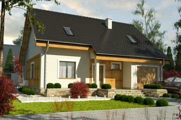  Projekt domu Alka II z garażem 1-st. [A] (WRF1645) - projekt domu parterowego z poddaszem - Zdjęcie 1