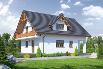  Projekt domu Bartne 11m (KRP1944) - projekt domu parterowego z poddaszem - Zdjęcie 1